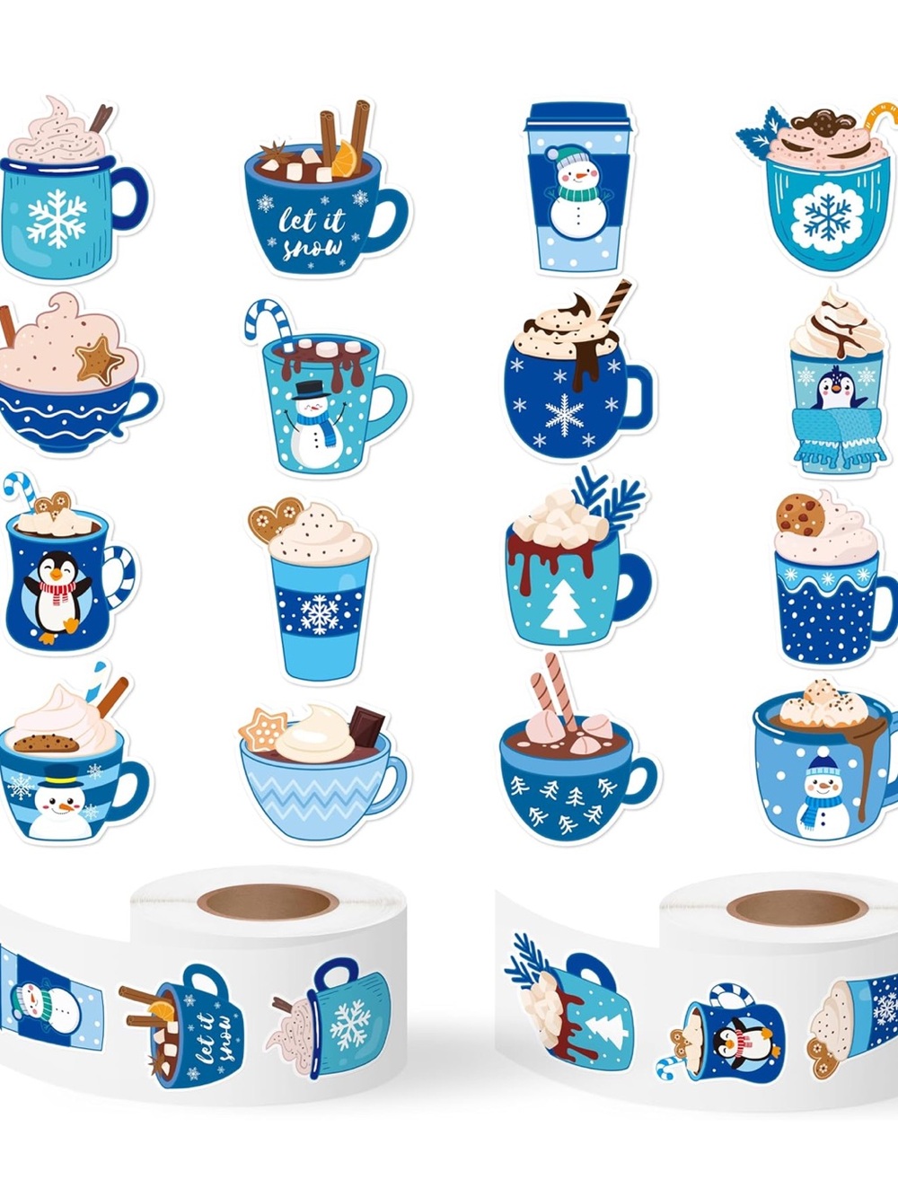 NEW!☕️50 WINTER LATTE BLUE STICKERS